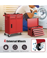 Akiudex 2-in-1 rolling tool chest with 5 sliding lockable drawers