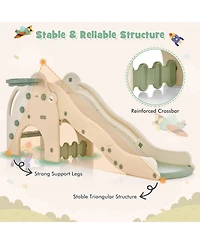 Akiudex 4 in 1 Toddler Slide with Basketball Hoop Tunnel and Easy Climb Steps for Indoor Play