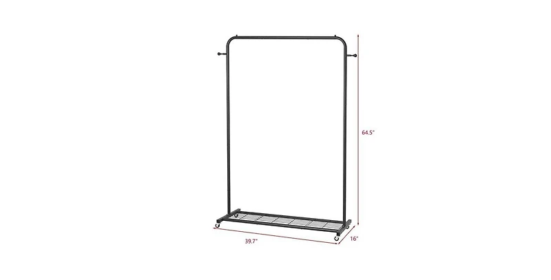 Slickblue Modern Garment Rack with Clothes Hanging Rod and Lockable Wheels for Easy Mobility
