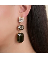 Jessica Simpson Triple Stone Drop Earrings in Black and Clear