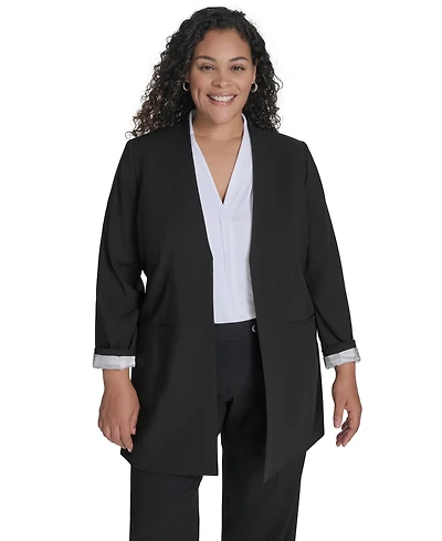 Calvin Klein Plus Collarless Open-Front Topper Jacket