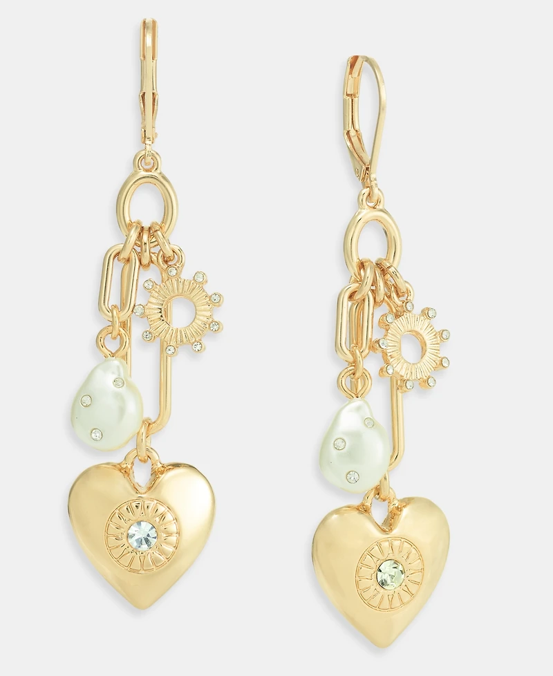 On 34th Pave Heart & Imitation Pearl Shaky Linear Drop Earrings, Macy's Exclusive