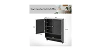 Slickblue Louvered Door Bathroom Medicine Cabinet with Towel Bar and Wall-Mounted Design