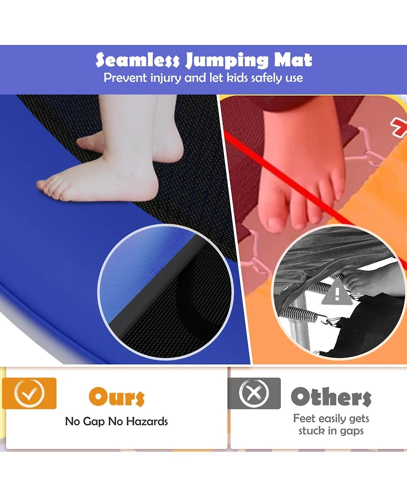 Akiudex 36 in Kids Mini Trampoline with Safety Net and Silent Bungee Design