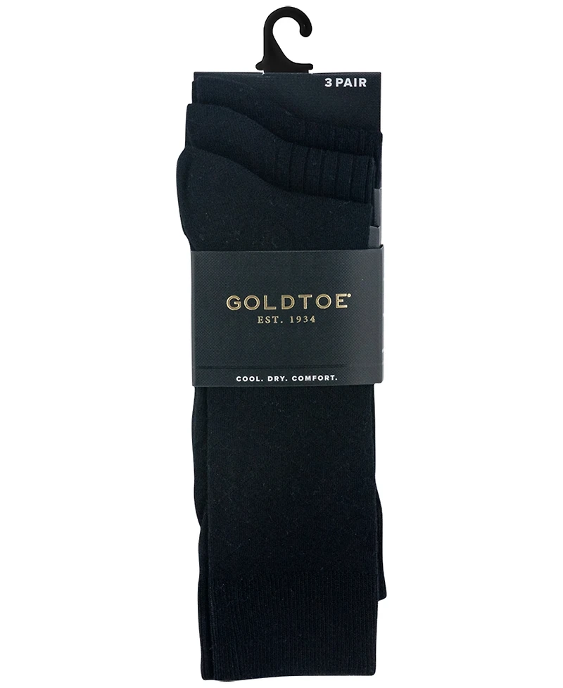 Gold Toe Men's 3-Pack Felix Texture Reinforced Toe Crew Socks