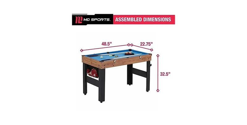 Slickblue 5-in-1 Game Table with Foosball, Pool, Basketball, Ping Pong, and Slide Hockey
