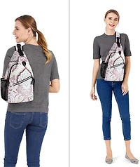 Mosiso National Style Sling Backpack - Pattern Rope Design Crossbody Daypack for Travel & Hiking