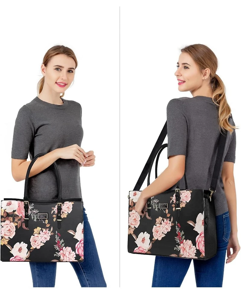 Mosiso 17 Inch Laptop Tote Bag, Waterproof Pu Leather Work Briefcase with Adjustable Handle - Compatible with MacBook, 17-17.3 Inch Notebook