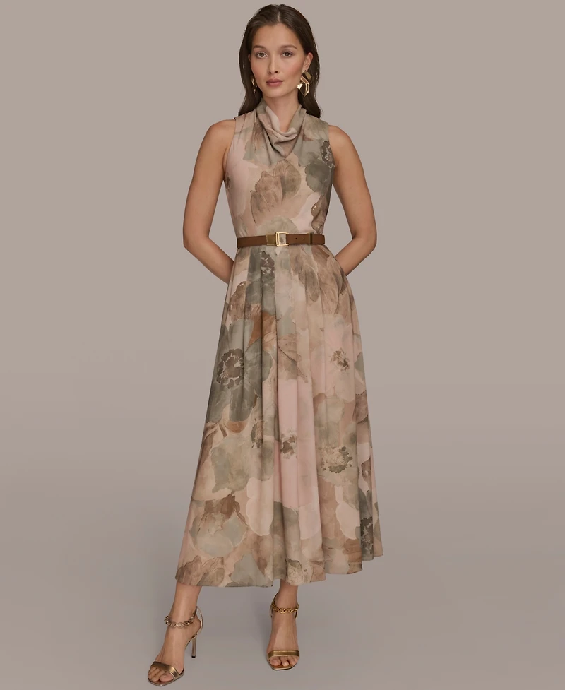 Donna Karan New York Women's Crepe Cowl Neck Dress