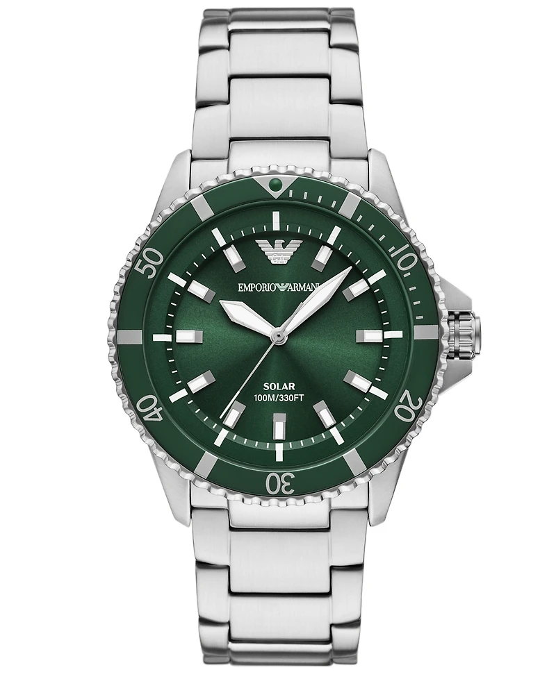 Emporio Armani Men's World Explorer Solar Stainless Steel Bracelet Watch 42mm