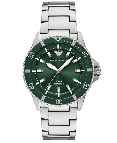 Emporio Armani Men's World Explorer Solar Stainless Steel Bracelet Watch 42mm