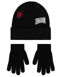 Jordan Big Kids 2-Piece Neutral Patch Beanie and Gloves Set