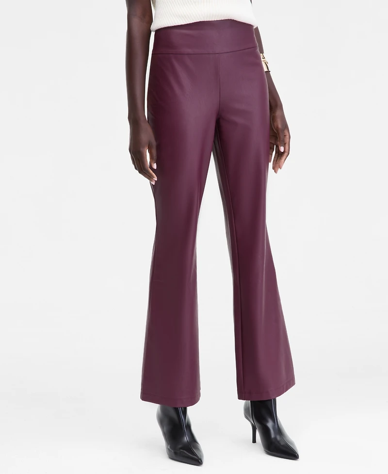 I.n.c. International Concepts Women's Faux-Leather High-Rise Flared Pants, Macy's Exclusive