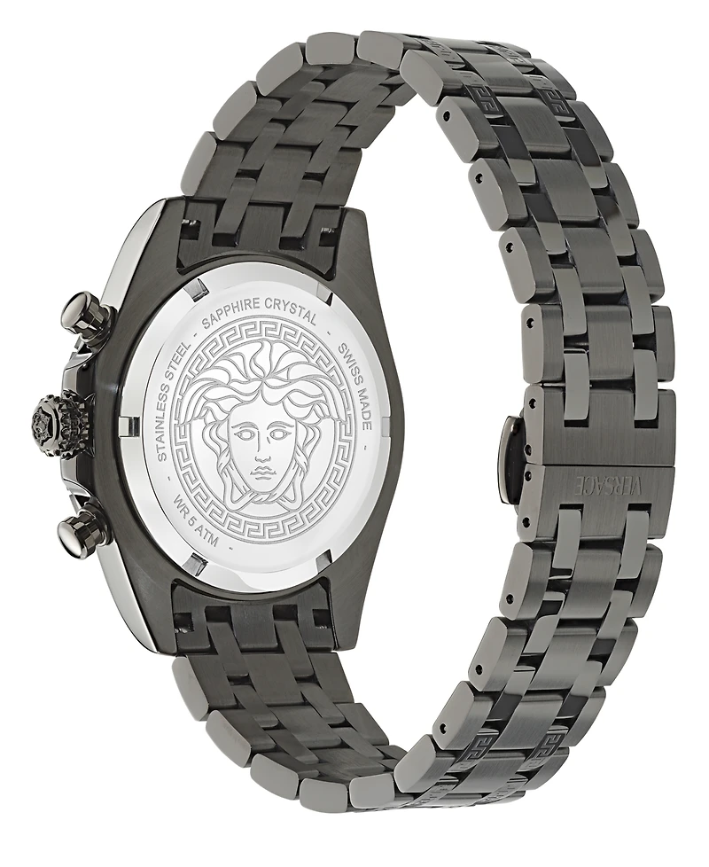 Versace Men's Swiss Chronograph Fornax Gunmetal Ion Plated Bracelet Watch 43mm