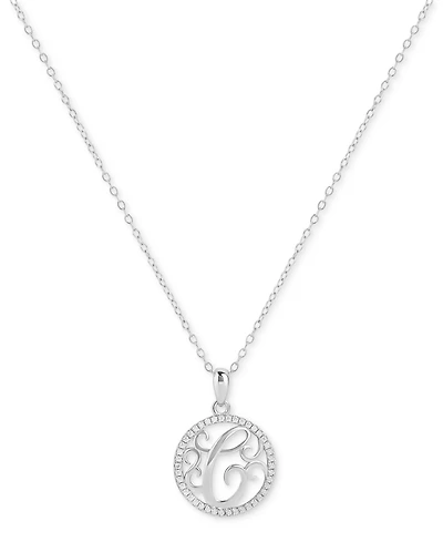 Giani Bernini Cubic Zirconia C Monogram 18" Pendant Necklace in Sterling Silver, Created for Macy's