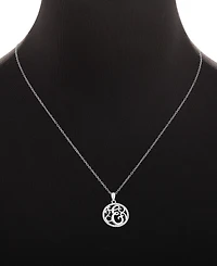 Giani Bernini Cubic Zirconia E Monogram 18" Pendant Necklace in Sterling Silver, Created for Macy's