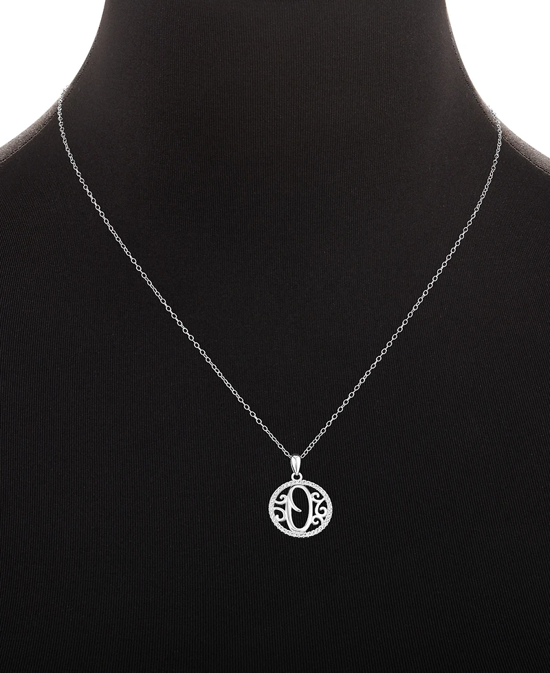 Giani Bernini Cubic Zirconia Filigree Initial O Monogram 18" Pendant Necklace in Sterling Silver, Macy's Exclusive