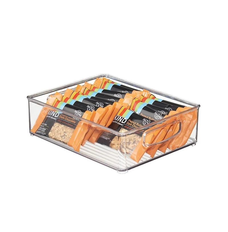 iDesign Plastic Stackable Pantry Bin with Handles, Set of 4, Clear