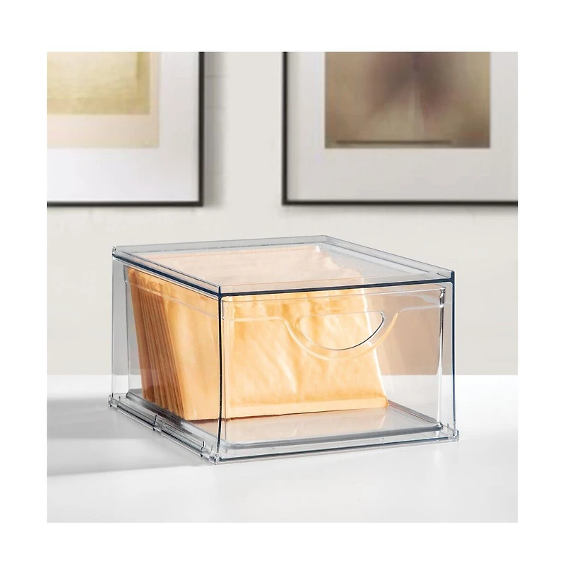 iDesign Stackable Storage Drawer for Pantry, Set of 4, Clear, Made in Usa