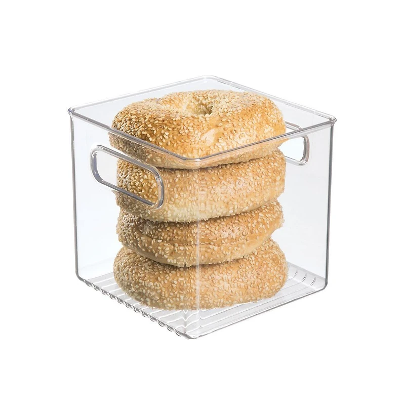 iDesign Cube Storage Bin with Handles for Pantry, Set of 2, Clear, Made in Usa