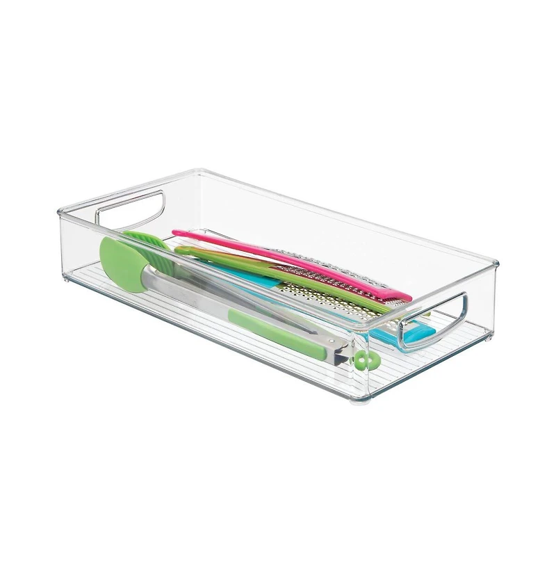 iDesign Stackable Pantry Storage Bin with Handles, Set of 2, Clear, Made in Usa