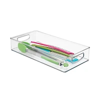 iDesign Stackable Pantry Storage Bin with Handles, Set of 2, Clear, Made in Usa