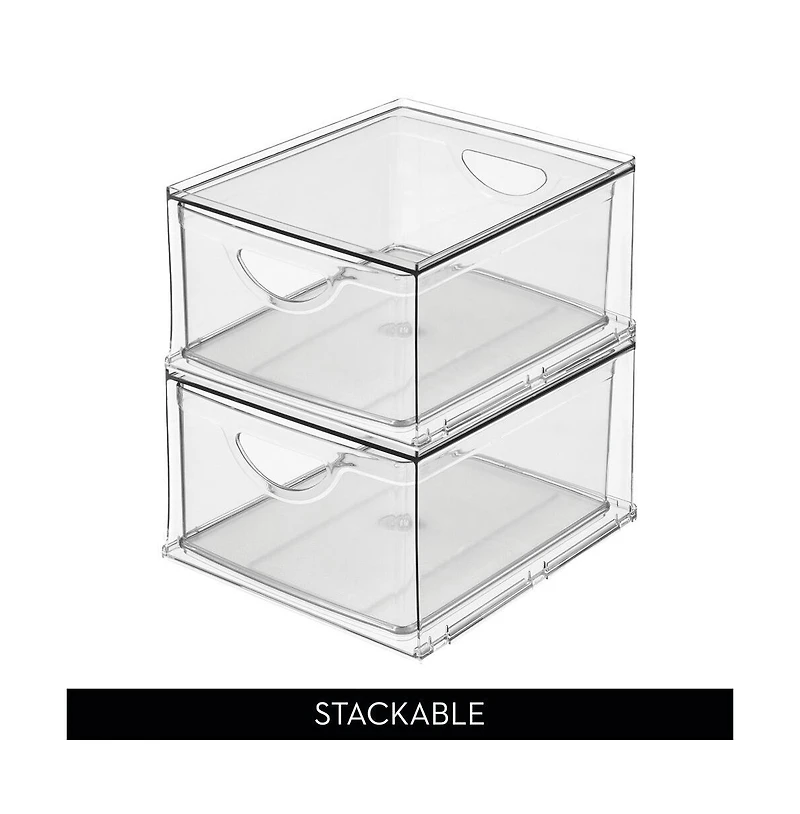 iDesign Stackable Storage Drawer for Pantry, Set of 2, Clear, Made in Usa