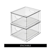 iDesign Stackable Storage Drawer for Pantry, Set of 2, Clear, Made in Usa