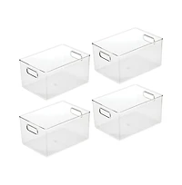 iDesign Pantry Storage Bin with Handles, Set of 4, Clear, Made in Usa