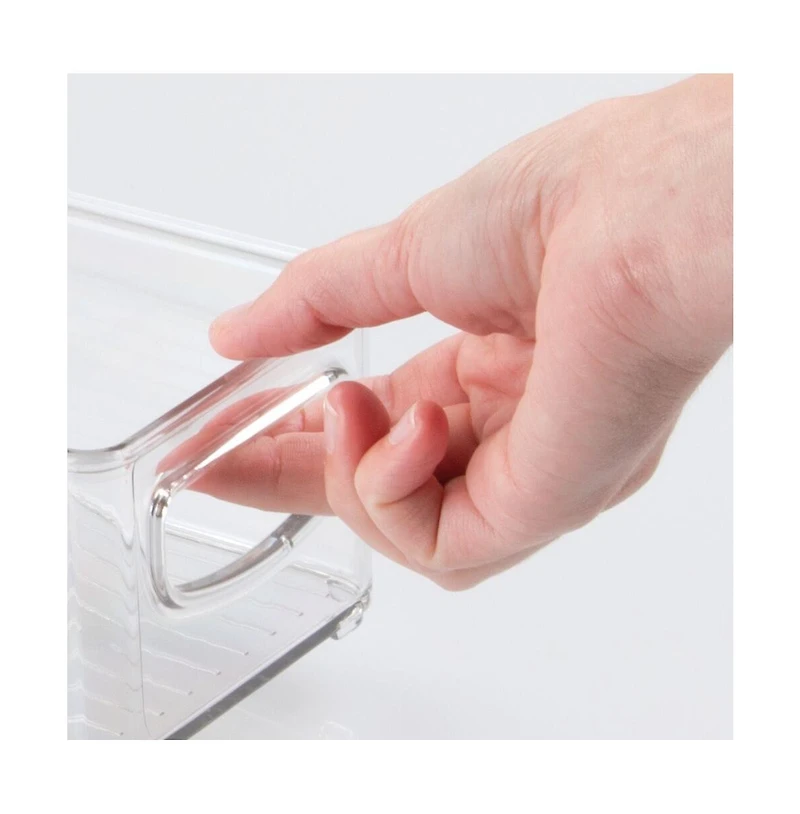 iDesign Plastic Stackable Pantry Bin with Handles, Set of 4, Clear, Made in Usa