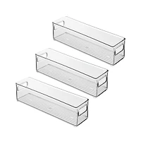 iDesign Plastic Stackable Fridge Bin with Handles, Set of 3, Clear, Made in Usa