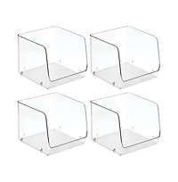 iDesign Open-Front Bin for Household Storage, Set of 4, Clear, Made in Usa