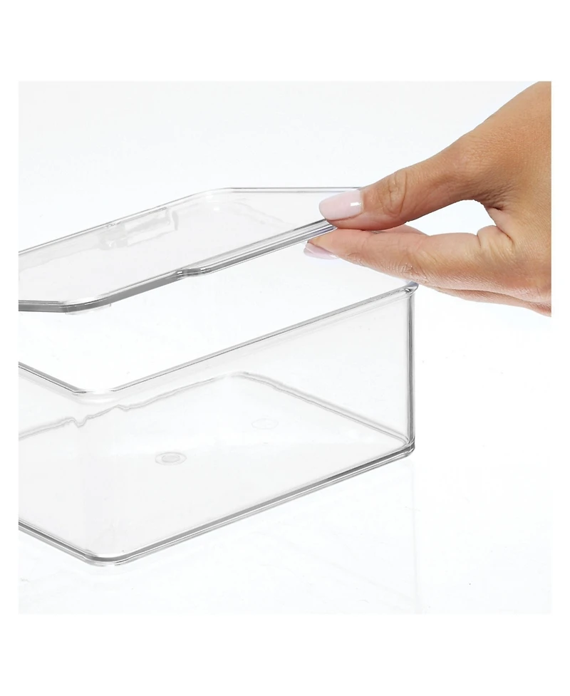 mDesign Plastic Playroom/Gaming Storage Organizer Box, Hinge Lid, 8 Pack, Clear, Usa Made