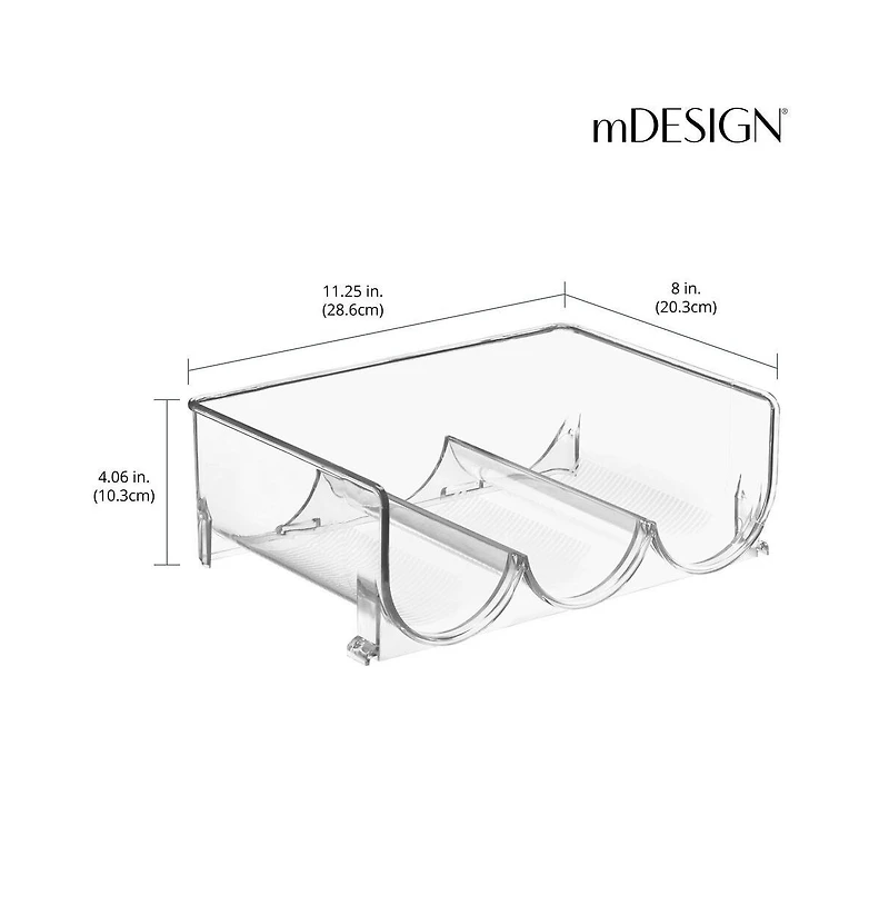 mDesign Plastic Free-Standing Stackable 3 Bottle Storage Rack, 4 Pack, Clear