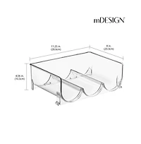 mDesign Plastic Free-Standing Stackable 3 Bottle Storage Rack, 4 Pack, Clear