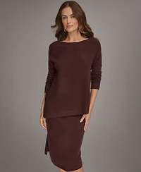 Donna Karan New York Women's Asymmetric Hem Cashmere Poncho Sweater