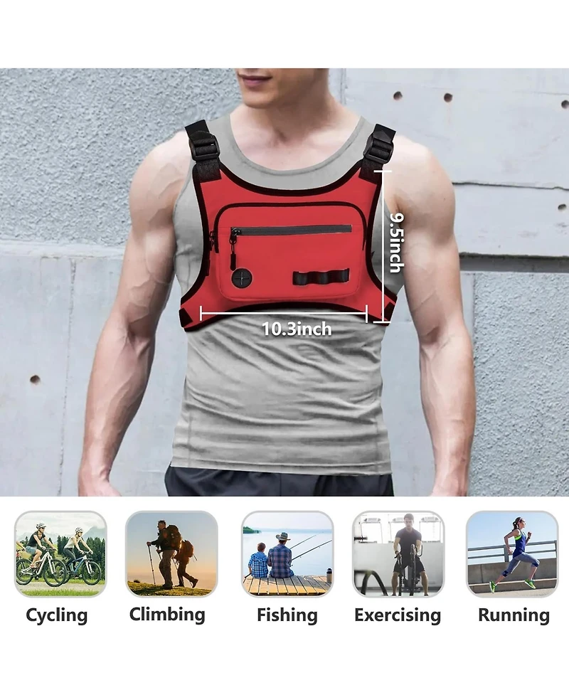 Running Chest Pack Lightweight: Outdoor Sports Vest Bag - Phone Holder Cycling Hiking Workout Skiing for Men Women(Red