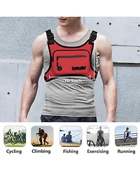 Running Chest Pack Lightweight: Outdoor Sports Vest Bag - Phone Holder Cycling Hiking Workout Skiing for Men Women(Red