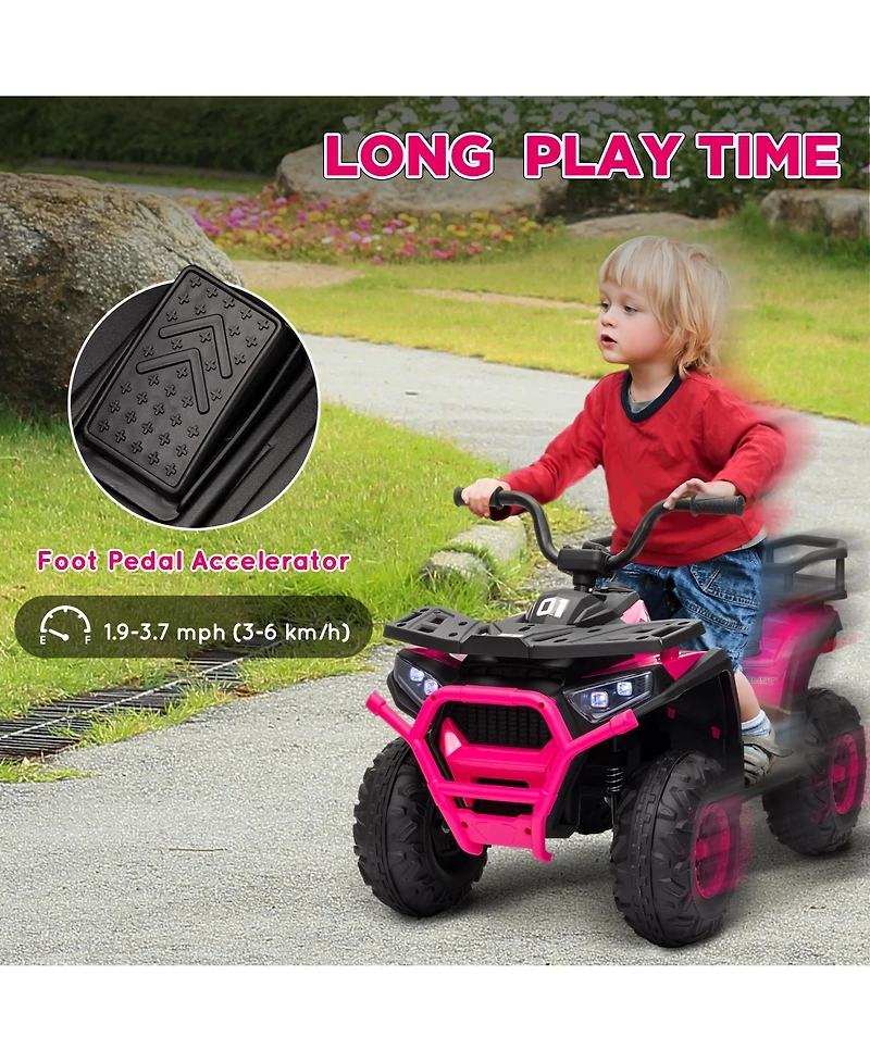 Qaba 12V Kids Atv, 4 Wheeler with Spring Suspension, Storage,
