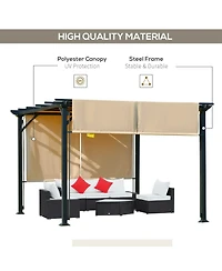 Outsunny 12' x 10' Outdoor Patio Gazebo Pergola with Retractable Canopy Roof