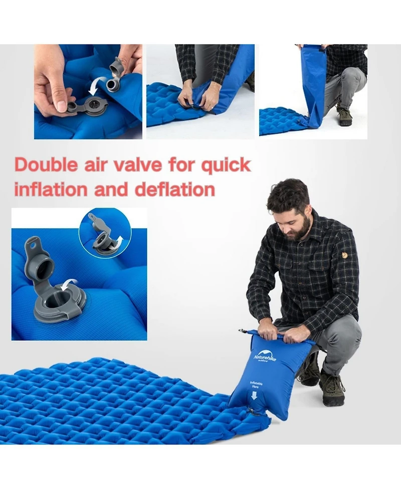 Naturehike Inflatable Double Camping Sleeping Pad,Ultralight Durable 2.55" Thickness Camping Mattress,Compact Air Mat for Hiking,Traveling,Outdoo