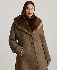 Lauren Ralph Plus Faux-Fur-Collar Coat