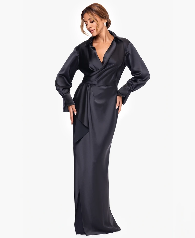 Xscape Petite Long Sleeve Shirt Dress