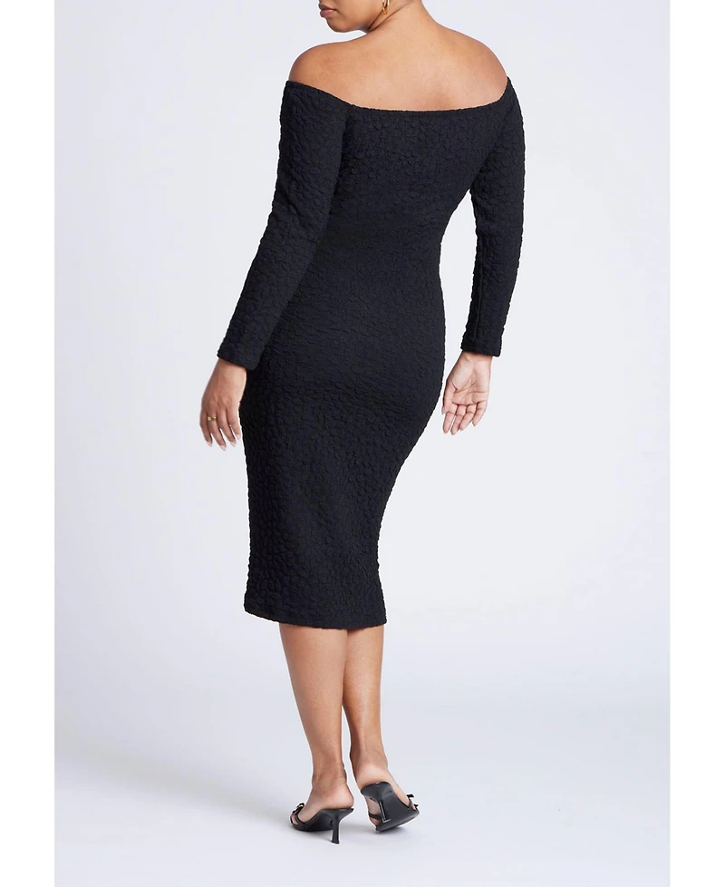 Eloquii Women's Plus Off Shoulder Textured Dress