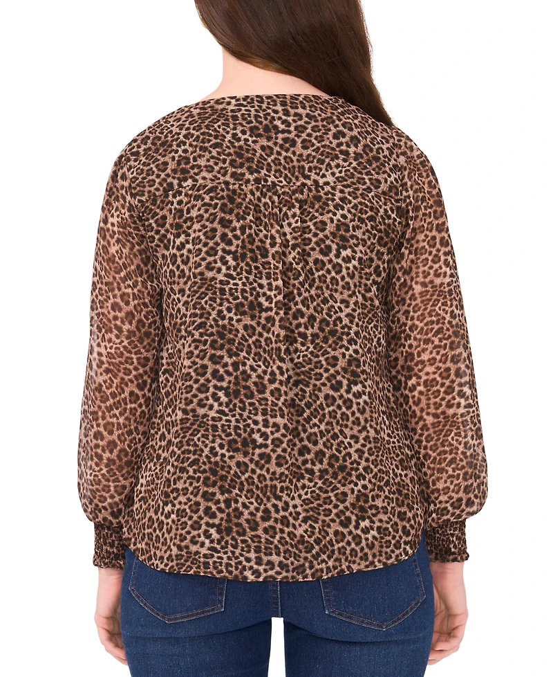 Sam & Jess Women's Smocked Shoulder V-Neck Blouse Top