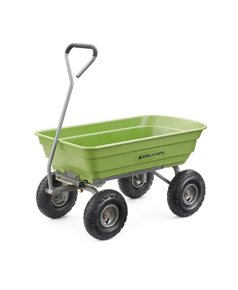 Gorilla Carts Heavy Duty Poly Yard Dump Cart, Lawn & Garden Wagon, 600 Lb, Green