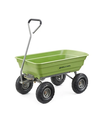 Gorilla Carts Heavy Duty Poly Yard Dump Cart, Lawn & Garden Wagon, 600 Lb, Green