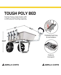 Gorilla Carts 200 Pound Capacity Heavy Duty Poly Fish and Marine Utility Cart