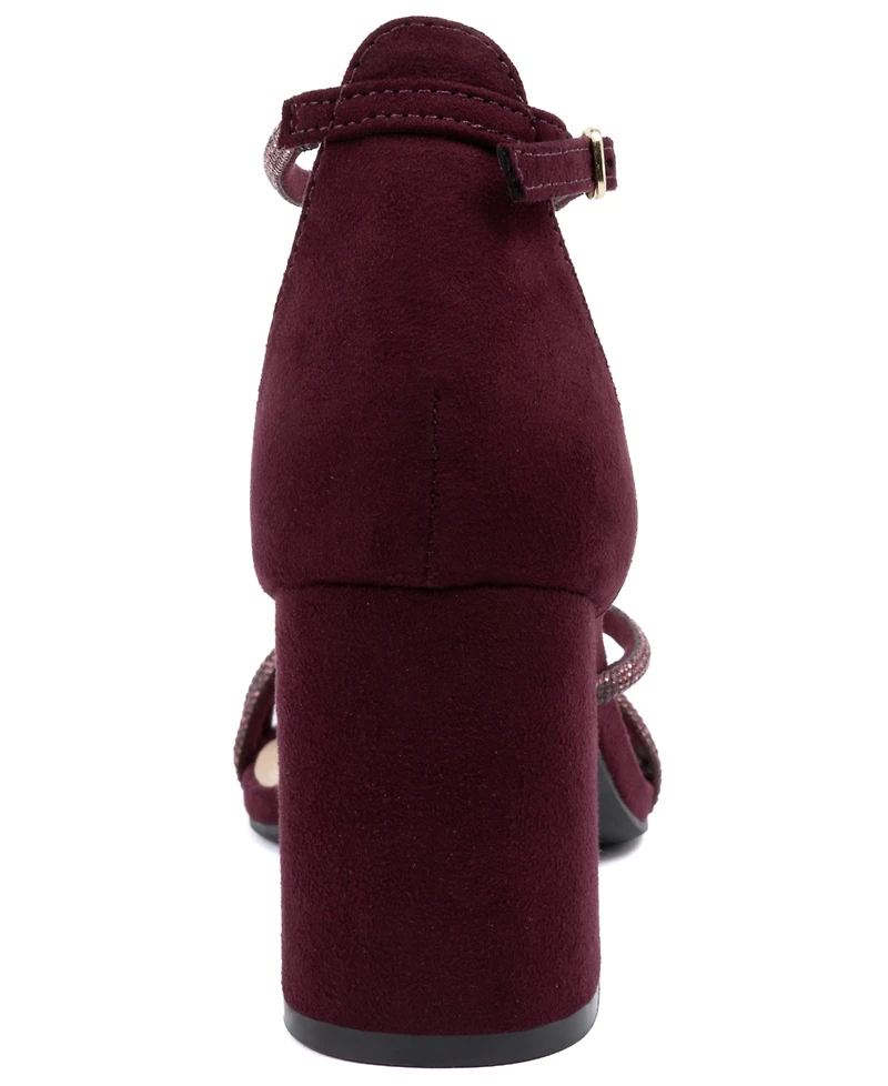 Jones New York Women's Ealton Block Heel Embellished Evening Sandals