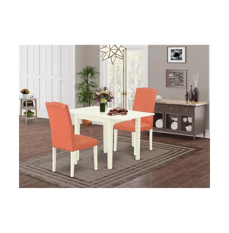 East West Furniture Dining Room Set Linen White